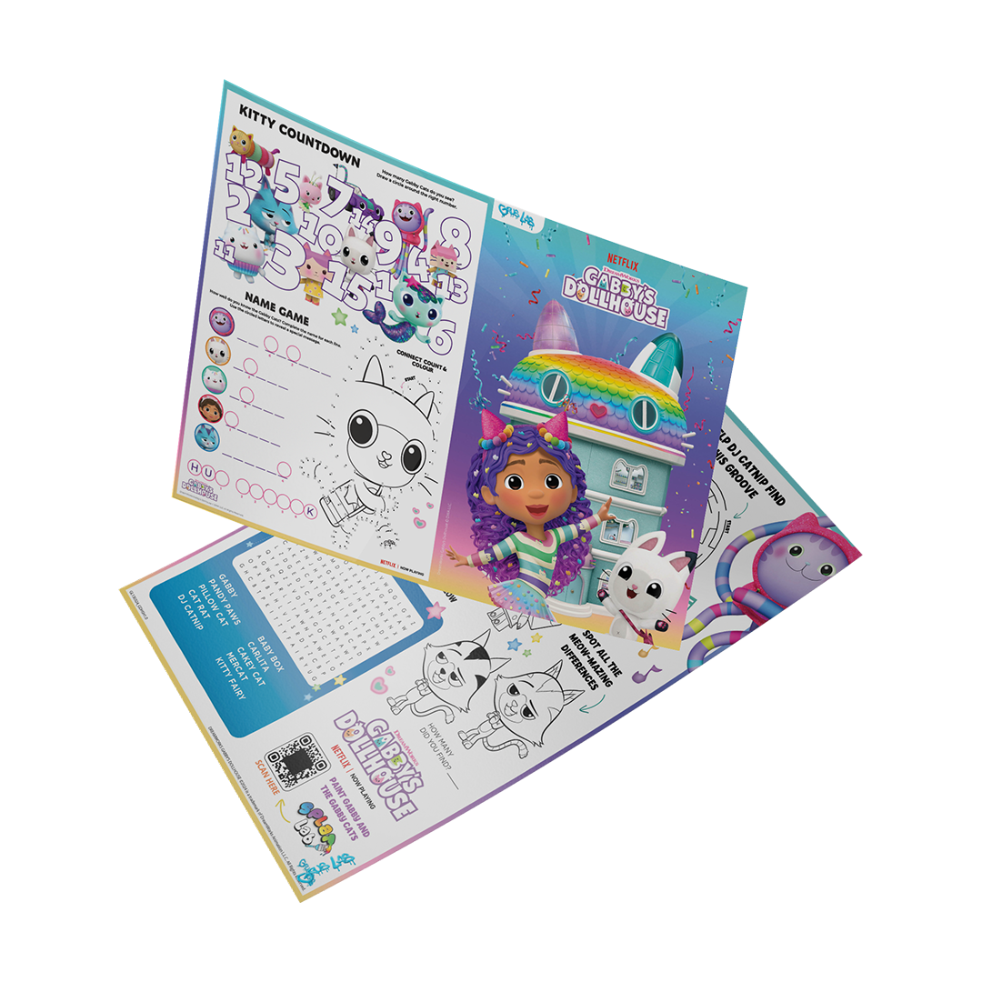 100 Gabby's Dollhouse Splat Lab Booklets with 100 Pencil Packs