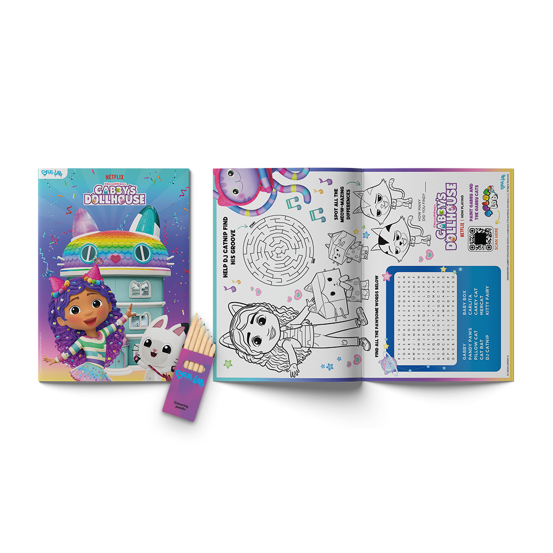 100 Gabby's Dollhouse Splat Lab Booklets with 100 Pencil Packs