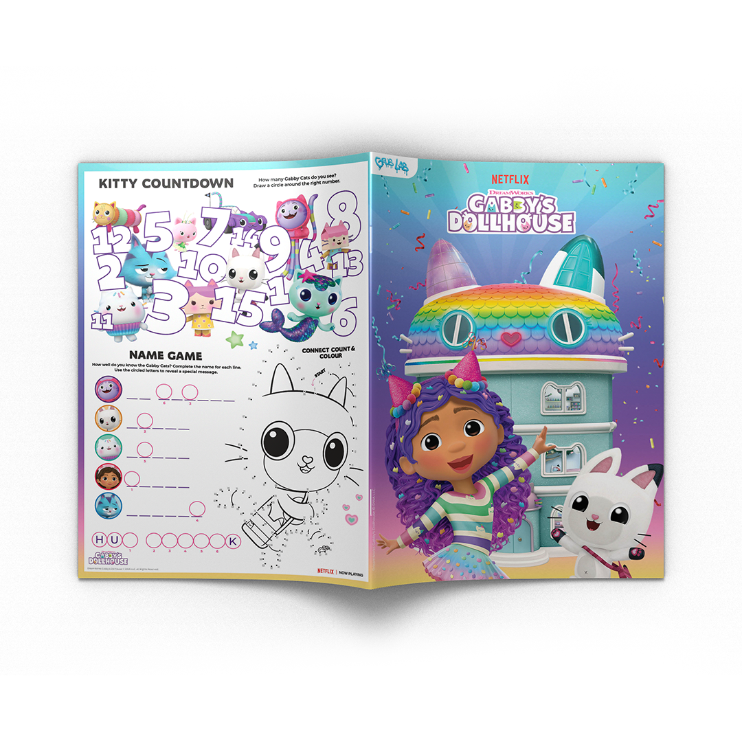 100 Gabby's Dollhouse Splat Lab Booklets with 100 Pencil Packs